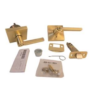 Schlage F40 LAT 608 COL Bed and Bath Satin Brass Privacy Door Lever Set Lifetime